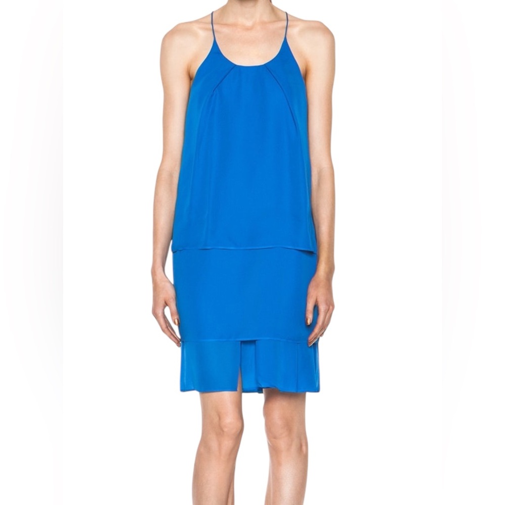 Acne Studios Satya Tape Dress Cobalt Blue Layered Mini EU 36 US 4
